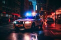 Police lights and Police car in New York. Police car with red and blue emergency. Royalty Free Stock Photo