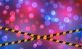 Police lights flash red and blue glowing flares on night bokeh background. Royalty Free Stock Photo