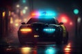 Police lights and Police car in New York. Police car with red and blue emergency. Emergency vehicle lighting. Royalty Free Stock Photo