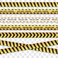 Police line and do not cross, Caution lines Warning tapes. Danger signs isolated on a transparent background. Royalty Free Stock Photo