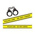 Police line and handcuffs Royalty Free Stock Photo