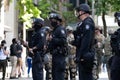 Police line during protests in downtown Seattle June 2020