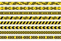 Police lines black and yellow tapes vector design collection