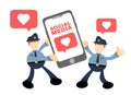 Police and love icon media social flat design