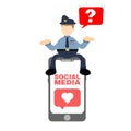 Police and love icon media social flat design
