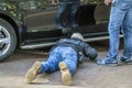 Police Man Checking The Cars From The Entourag Of Obama Barack Leaving The Amstel Hotel At Amsterdam The Netherlands 29-9-2018