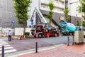 Police man deviating the traffic for a construction site Royalty Free Stock Photo