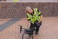 Police Man And Drone At Amsterdam The Netherlands 22-8-2021