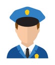 Police man officer avatar in suit and cap vector illustration. Royalty Free Stock Photo