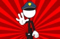 Police man pictogram cartoon background stop