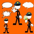 Police man pictogram cartoon set