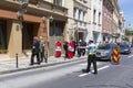 Policeman restrict the traffic Royalty Free Stock Photo