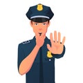 Police Man Stop Sign With Whistle Illustration Royalty Free Stock Photo