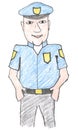 Police man uniform hand drawn