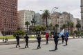 Police march in the parade in Montevideo, Uruguay