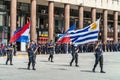 Police march in the parade in Montevideo