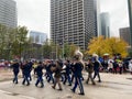 Police Marching Band Playing at Thanksgiving Parade Royalty Free Stock Photo