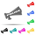 police megaphone multi color style icon. Simple glyph, flat vector of police icons for ui and ux, website or mobile application Royalty Free Stock Photo