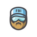 Police men cap secret service Vector icon Cartoon illustration