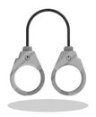 police metal handcuffs to neutralize criminals. Outfit and equipment of military, police. Cartoon vector isolated on white