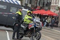 Police Motor With Two Police Men At Amsterdam The Netherlands 12-10-2019 Royalty Free Stock Photo