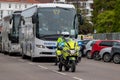 A police motorbike officer at the front of a motorcade escort Royalty Free Stock Photo