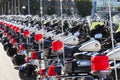 Police motorbikes aligned Royalty Free Stock Photo