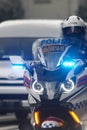 police motorbikes guarding roads in Indonesia