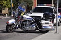 Police motorcycle and cruiser Royalty Free Stock Photo