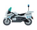 Police Motorcycle, Emergency Patrol Vehicle, Side View Flat Vector Illustration