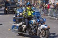 Police Motorcycle in Saint Patrick's Day parade Boston, USA Royalty Free Stock Photo