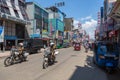 Police on motorcycles in the street of Pettah area in Colombo, Sri Lanka.