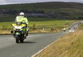 Police Motorcyclist on Tour of Britain Route Royalty Free Stock Photo