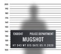 Police mugshot criminal template. Vector silhouette lineup criminal arrest portrait mugshot