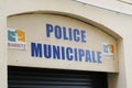 Police municipale logo and sign in french Biarritz city under office building