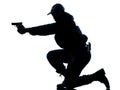 Police officer aiming gun Royalty Free Stock Photo