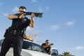 Police Officer Aiming Shotgun Royalty Free Stock Photo