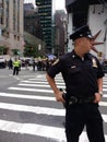 Police Officer at an Anti-Trump Rally, NYC, NY, USA Royalty Free Stock Photo