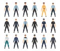 Police Officer from Around the World Wearing Uniform Big Vector Set