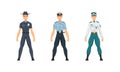 Police Officer from Around the World Wearing Uniform Vector Set