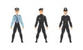 Police Officer from Around the World Wearing Uniform Vector Set