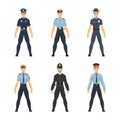 Police Officer from Around the World Wearing Uniform Vector Set