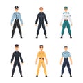 Police Officer from Around the World Wearing Uniform Vector Set