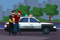 Police officer arresting male criminal lawbreaker Royalty Free Stock Photo