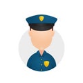 Police officer avatar head face plain icon illustration