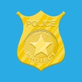 Police officer badge. Gold emblem.