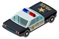 Police officer car back view isometric icon
