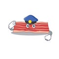 Police officer cartoon drawing of bacon wearing a blue hat