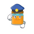 Police officer cartoon drawing of honey jar wearing a blue hat