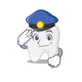 Police officer cartoon drawing of tooth wearing a blue hat